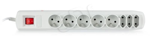 Listwa przeciwprzepięciowa Activejet ACP-8EX APN-8g/1,5m-GR (3 x Typ C, 5 x UTE; 10 A; 1,5m; kolor szary)