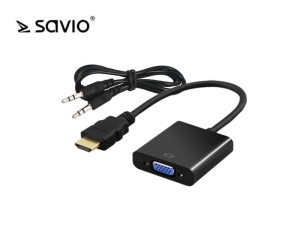 Adapter SAVIO CL-23/B (HDMI M - D-Sub (VGA) F; 0,20m; kolor czarny)