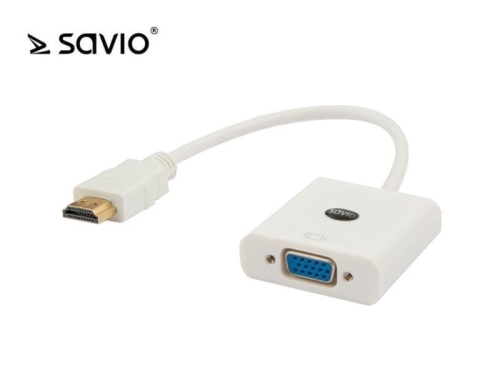 Adapter SAVIO CL-27/B (HDMI M - D-Sub (VGA) F; 0,10m; kolor biały)