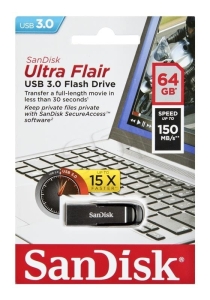 Pendrive SanDisk Ultra Flair SDCZ73-064G-G46 (64GB; USB 3.0; kolor srebrny)