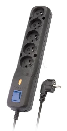 Listwa przeciwprzepięciowa Lestar LV 530W 3,0m (5 x VDE; 10 A; 3m; kolor czarny)