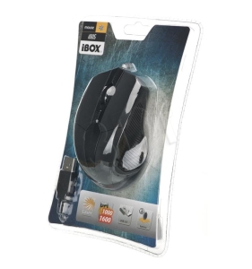 Mysz IBOX i005 LASEROWA PRZEWODOWA, USB IMLAF005 (laserowa; 1600 DPI; kolor czarny)