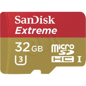 Karta pamięci SanDisk Extreme SDSQXAF-032G-GN6AA (32GB; Class U3; Adapter, Karta pamięci)