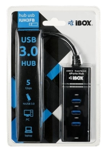 Hub IBOX USB 3.0 CZARNY 4-PORTY IUH3FB (4x USB 3.0; kolor czarny)