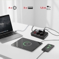 MACLEAN LISTWA ZASILAJĄCA, PRZEDŁUŻACZ 4 GNIAZDA + 3XUSB, 110-240V AC 50/60HZ, 2.1A MAX 2500W, 1,5M, CZARNA MCE392 B