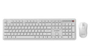 GEMBIRD BEZPRZEWODOWY ZESTAW KLAWIATURY + MYSZ SLIM PRO BUSINESS NA BIURKO,BIAŁY, UKŁAD US