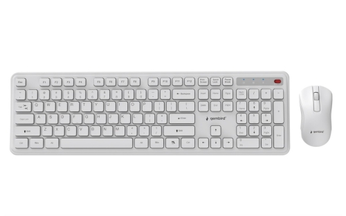 GEMBIRD BEZPRZEWODOWY ZESTAW KLAWIATURY + MYSZ SLIM PRO BUSINESS NA BIURKO,BIAŁY, UKŁAD US