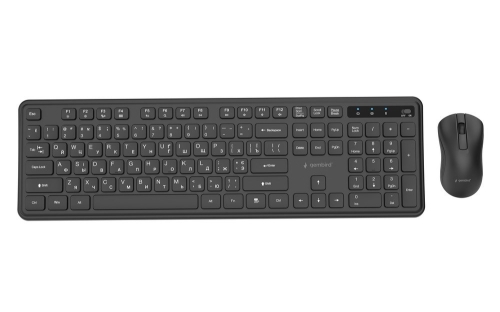 GEMBIRD BEZPRZEWODOWY ZESTAW KLAWIATURY + MYSZ SLIM PRO BUSINESS NA BIURKO, CZARNY, UKŁAD RU