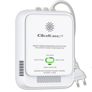 QOLTEC CZUJNIK TLENKU WĘGLA (CZADU) | DETEKTOR CO | ALARM 85DB LED