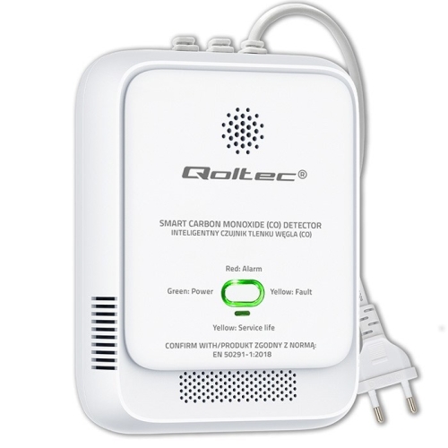 QOLTEC CZUJNIK TLENKU WĘGLA (CZADU) | DETEKTOR CO | ALARM 85DB LED