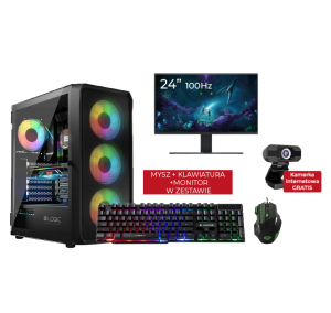 Komputer Pricemax DXL6 - Procesor AMD Ryzen 5 5500 | Pamięć 24GB | Dysk SSD 512GB | GeForce RTX 3050 6GB | Windows 11 | Mysz podświetlana Green + Klawiatura RGB | Kamera internetowa |  Monitor 24" 100Hz | 3 lata gwarancji