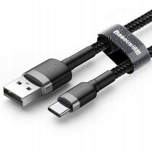 Kabel Baseus Cafule CATKLF-AG1 (USB 2.0 - USB typu C ; 0,50m; kolor ciemnoszary)