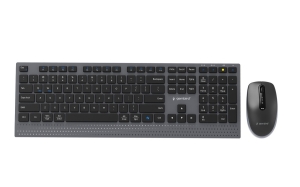 GEMBIRD BEZPRZEWODOWY ZESTAW KLAWIATURY + MYSZ DUAL MODE, 2.4 GHZ + BT, SLIM, UKŁAD US, KOLOR CZARNY