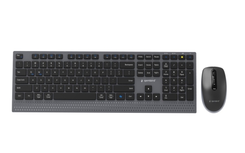 GEMBIRD BEZPRZEWODOWY ZESTAW KLAWIATURY + MYSZ DUAL MODE, 2.4 GHZ + BT, SLIM, UKŁAD US, KOLOR CZARNY
