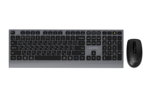 GEMBIRD BEZPRZEWODOWY ZESTAW KLAWIATURY + MYSZ DUAL MODE, 2.4 GHZ + BT, SLIM, UKŁAD RU, KOLOR CZARNY