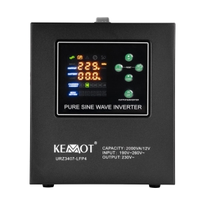 KEMOT ZASILACZ AWARYJNY Z CZYSTYM PRZEBIEGIEM SINUSOIDALNYM I FUNKCJĄ ŁADOWANIA 12V 230V 2000VA/1200W LFP4