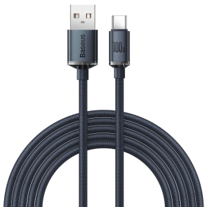 Baseus Crystal Shine Series kabel przewód USB do szybkiego ładowania i transferu danych USB Typ A - USB Typ C 100W 1,2m czarny (CAJY000401)