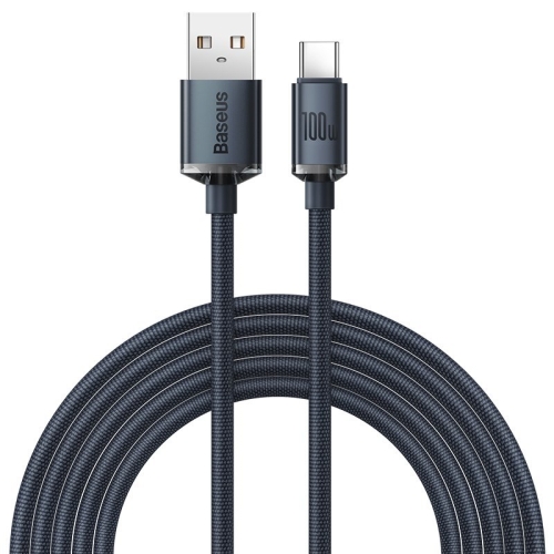 Baseus Crystal Shine Series kabel przewód USB do szybkiego ładowania i transferu danych USB Typ A - USB Typ C 100W 1,2m czarny (CAJY000401)