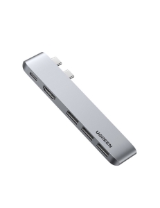 Ugreen  wielofunkcyjny HUB 2x USB Typ C na USB Typ C PD (Thunderbolt 3, 100W, 4K@60 Hz, 10 Gbps) / HDMI 4K@30 Hz / 3x USB 3.0 do MacBook Pro / Air sza
