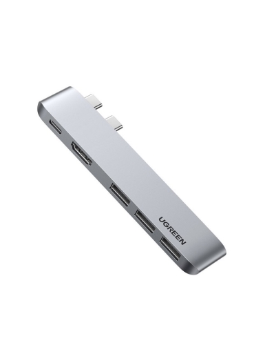 Ugreen  wielofunkcyjny HUB 2x USB Typ C na USB Typ C PD (Thunderbolt 3, 100W, 4K@60 Hz, 10 Gbps) / HDMI 4K@30 Hz / 3x USB 3.0 do MacBook Pro / Air sza