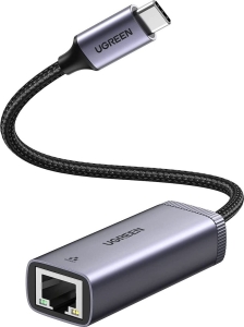 Ugreen  zewnętrzna karta sieciowa USB Typ C - RJ45 1Gbps (1000Mbps) szary