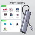 Adapter Ugreen CM512 90568 USB-C - 2x USB-A 3.0 / HDMI / RJ45 / czytnik kart SD i TF / USB-C PD 100W - szary