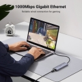 Adapter Ugreen CM512 90568 USB-C - 2x USB-A 3.0 / HDMI / RJ45 / czytnik kart SD i TF / USB-C PD 100W - szary