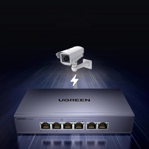 Switch Ugreen przełącznik ethernet 6-Portowy 1Gb/s z PoE - szary