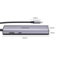 HUB Ugreen CM512 15598 6w1 USB-C - 3x USB-A 3.0 / HDMI / RJ45 / USB-C PD - szary