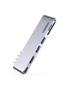 HUB Ugreen CM380 2xUSB C - HDMI/2xUSB 3.0/SDTF/USB C PD - szary