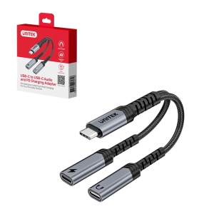 UNITEK ADAPTER AUDIO I ŁADOWANIA PD 2XUSB-C 15CM