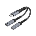 UNITEK ADAPTER AUDIO I ŁADOWANIA PD 2XUSB-C 15CM