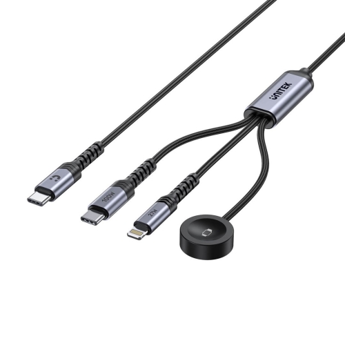 UNITEK KABEL USB-C 3W1 USB-C + LIGHTNING + AW, PD 100W 480 MBPS 1,2M
